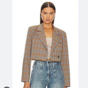 Steve Madden Plaid Blazer in Gray and Orange